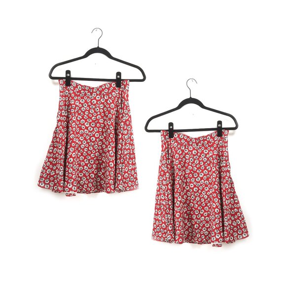 MIU MIU Red Floral Mini Skater Skirt S - Picture 1 of 5